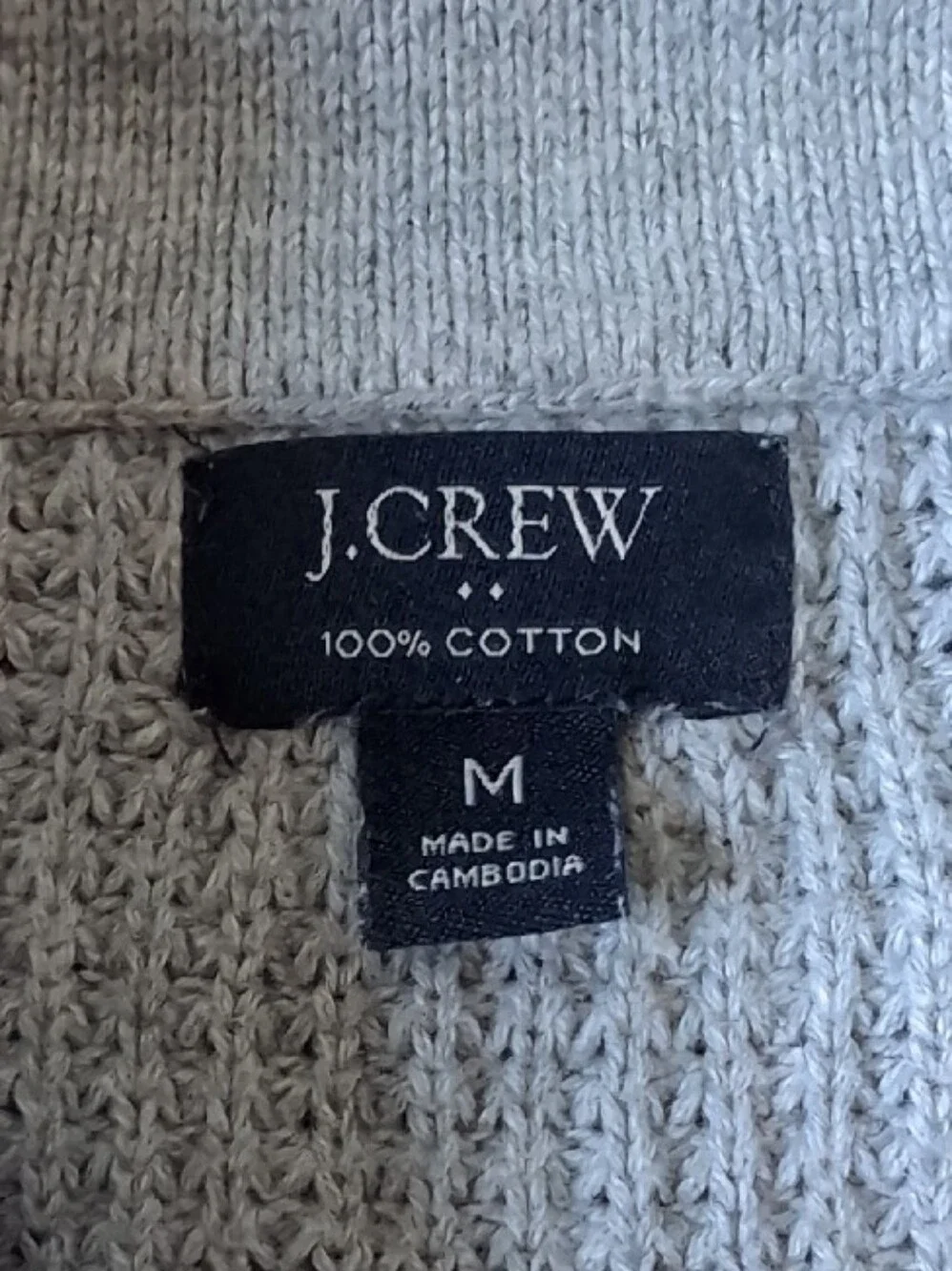 J. Crew Men's Light Gray Half-Zip Waffle Knit Sweater
